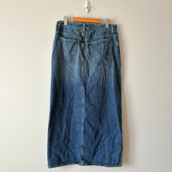 Agolde Leif Denim Slung Maxi Skirt Front Slit Size 27 - Picture 10 of 13